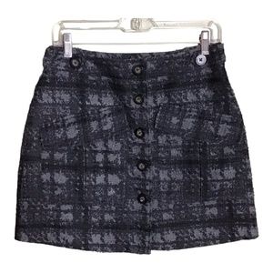 Rachel Roy Women’s Gray/ Navy Tweed Cargo Plaid Button Front Mini Skirt Sz 6 EUC